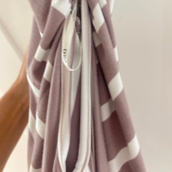 NEW, Tan & Cream Stripe Shift Dress, Wear On or Off The Shoulder, Sz Med, Flowy - Picture 2 of 5